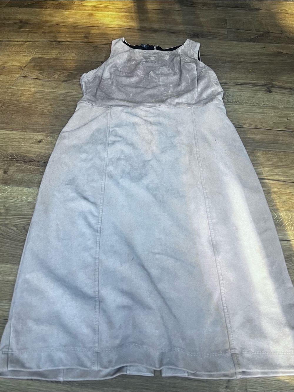 Metaphor Sleeveless Faux Suede Dress in Light Taupe